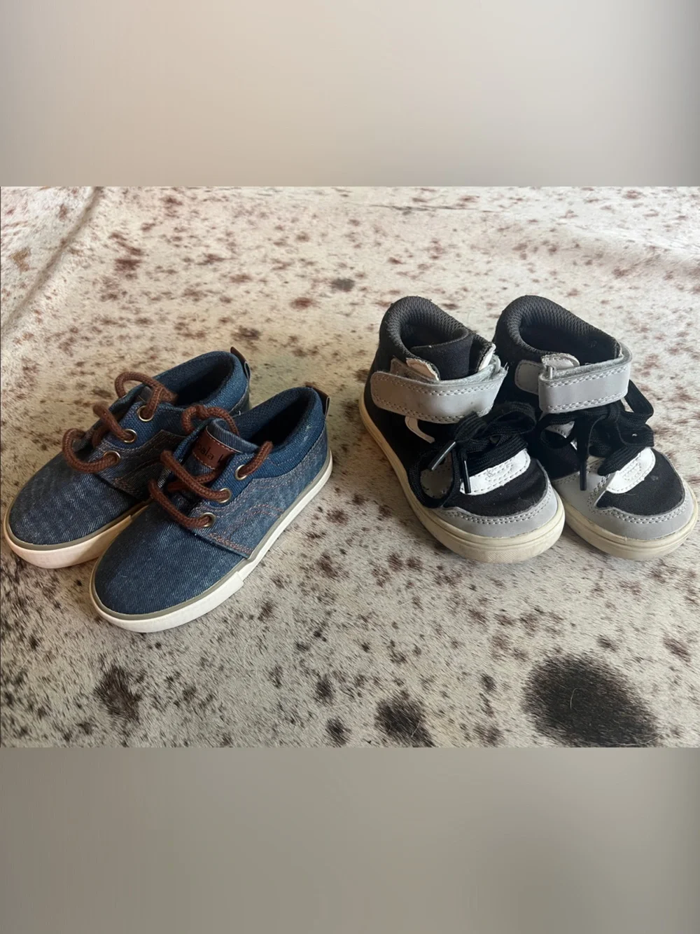 Toddler shoe bundle-  Denim Lace-Up and black/white sneaker